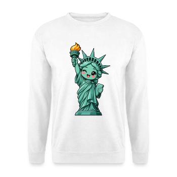 Freiheitsstatue Kawaii Style – New York - Unisex Pullover - Weiß - Vorne - Alina (178cm) & Michal (187cm)
