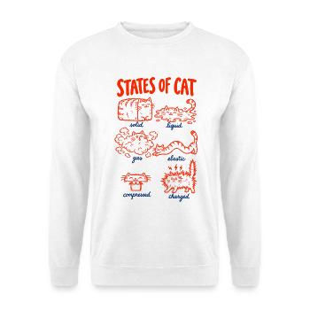 Katzenphysik – Zustände der Katze - Unisex Pullover - Weiß - Vorne - Alina (178cm) & Michal (187cm)