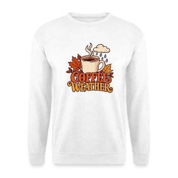 Coffee Weather – Gemütliches Herbstmotiv - Unisex Pullover - Weiß - Vorne - Alina (178cm) & Michal (187cm)