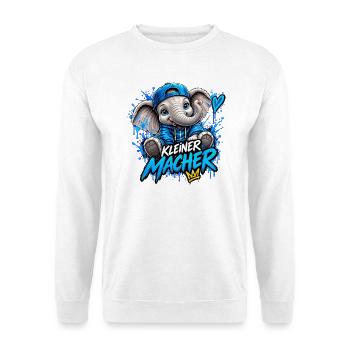 Kleiner Macher Elefant - Unisex Pullover - Weiß - Vorne - Alina (178cm) & Michal (187cm)