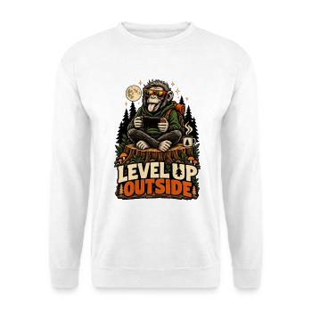 Outside Level Up Gaming Affe Outdoor Gamer - Unisex Pullover - Weiß - Vorne - Alina (178cm) & Michal (187cm)