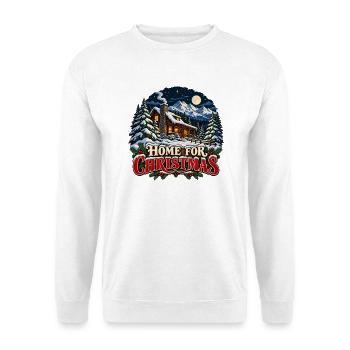 Weihnachten zu Hause – Verschneite Berghütte - Unisex Pullover - Weiß - Vorne - Alina (178cm) & Michal (187cm)
