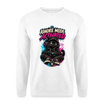 RobVibe Wild Club – Cat Ignore Mode Activated - Unisex Pullover - Weiß - Vorne - Alina (178cm) & Michal (187cm)