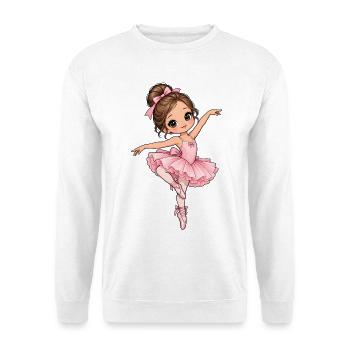 Ballerina Kawaii Style – Süßes Tanzmotiv - Unisex Pullover - Weiß - Vorne - Alina (178cm) & Michal (187cm)