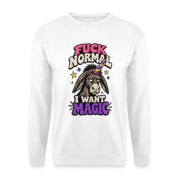 Scheiß auf Normal – ich will Magie - Unisex Pullover - Weiß - Vorne - Alina (178cm) & Michal (187cm)
