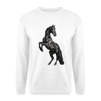 Pferd Hengst - Unisex Pullover - Weiß - Vorne - Alina (178cm) & Michal (187cm)