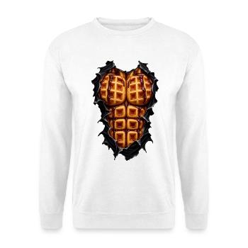 Waffel-Bauchmuskeln – Gourmet-Trompe-l'oeil - Unisex Pullover - Weiß - Vorne - Alina (178cm) & Michal (187cm)