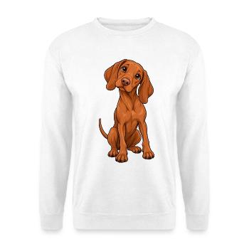 Vizsla im Kawaii Style - Unisex Pullover - Weiß - Vorne - Alina (178cm) & Michal (187cm)
