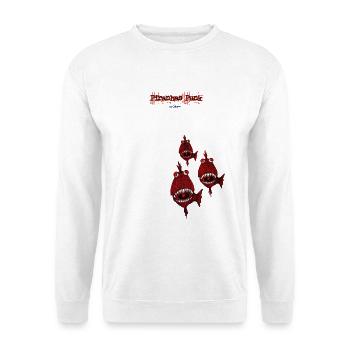 Cabevo-Piranahs-Punk-Shirt-Letter - Unisex Pullover - Weiß - Vorne - Alina (178cm) & Michal (187cm)