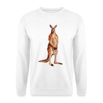 Rotes Riesenkänguru Roger - Unisex Pullover - Weiß - Vorne - Alina (178cm) & Michal (187cm)