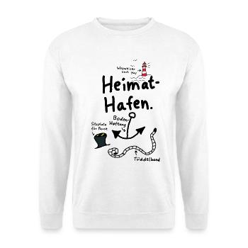 Heimathafen Anker Moin Nordisch - Unisex Pullover - Weiß - Vorne - Alina (178cm) & Michal (187cm)