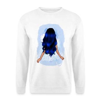 Beautiful girl with long blue hair - Unisex Sweatshirt - white - Front