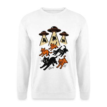OVNI extraterrestre, chat OVNI, chat rayonnant, cadeau - Sweat-shirt Unisexe - blanc - Devant