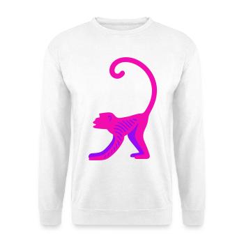 Neon Pink Monkey - Unisex Pullover - Weiß - Vorne