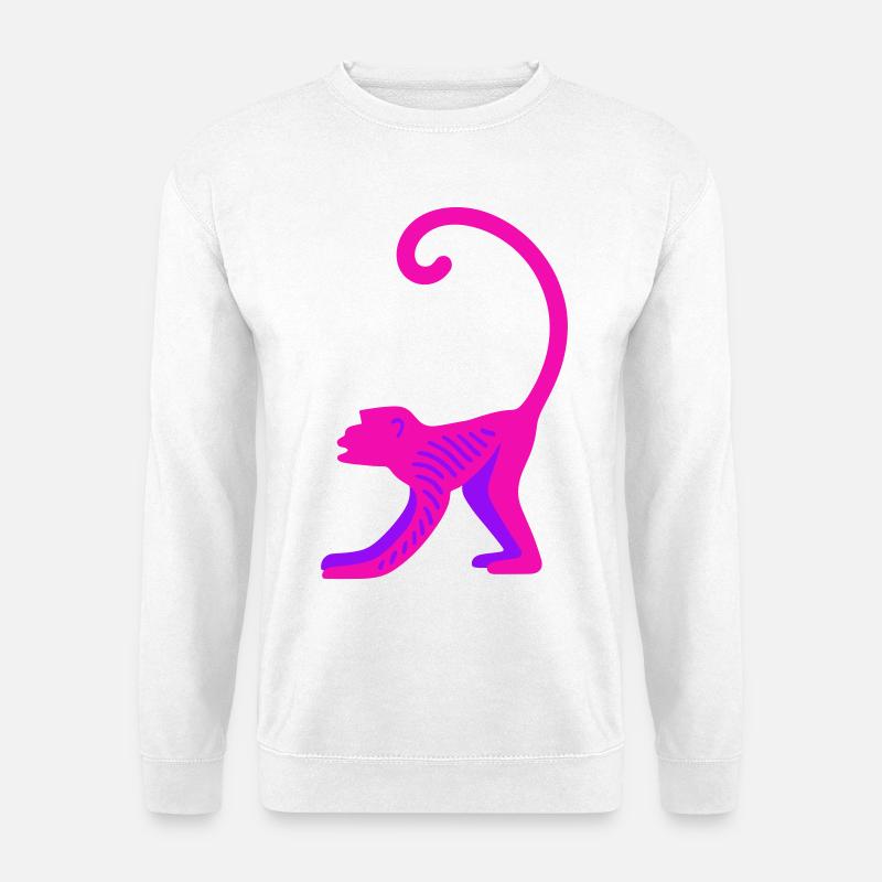 Neon Pink Monkey - Unisex Pullover - Weiß