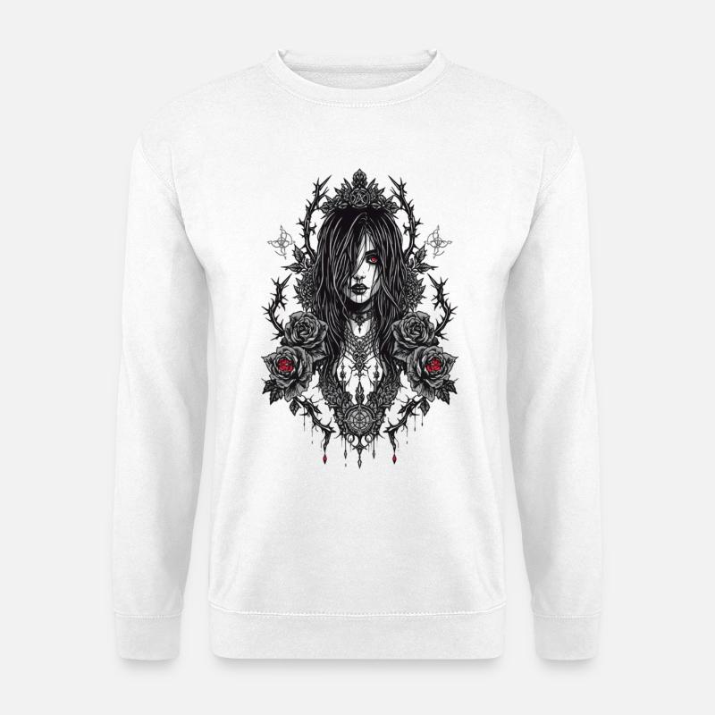 Gothic Rosenrahmenporträt - Unisex Pullover - Weiß