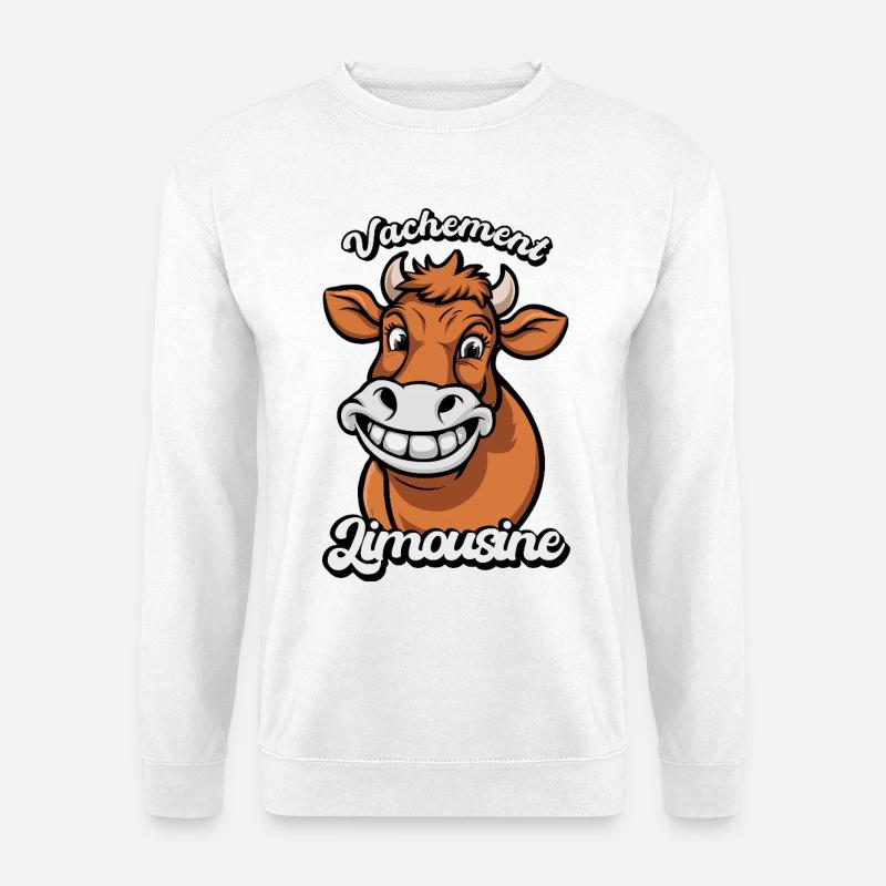 Vachement Limousine Humor Ländliches Landwirtschaftsgeschenk - Unisex Pullover - Weiß