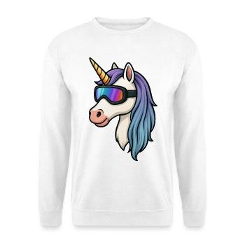 Licorne avec des lunettes de ski cool - Sweat-shirt Unisexe - blanc - Devant