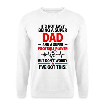 Herz + Fußball – Super Papa Fußballspieler - Unisex Pullover - Weiß - Vorne