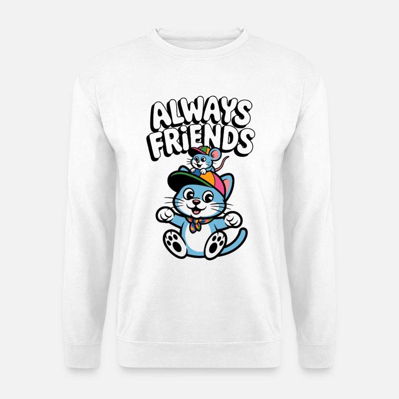 Katze und Maus Freundschaft - Unisex Pullover - Weiß