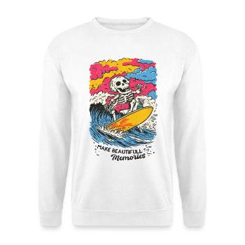 Skeleton Surfer – Make Beautiful Memories - Unisex Sweatshirt - white - Front