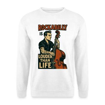 Rockabilly Kontrabass: 50s Musiker & Tattoo Art - Unisex Pullover - Weiß - Vorne