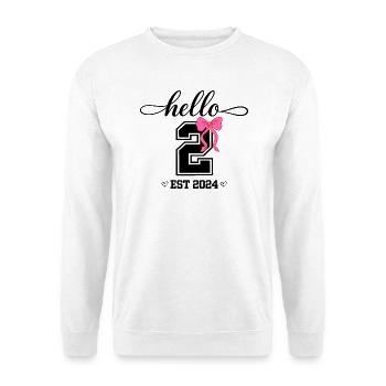 Hello 2 Est 2024 Pink Bow Design - Unisex Sweatshirt - white - Front