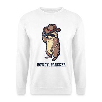 Waschbär-Rancher mit Cowboyhut - Unisex Pullover - Weiß - Vorne