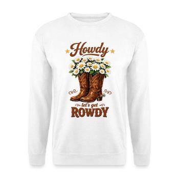 JGA Girl Cowboy Howdy Team Braut Western T-Shirt - Unisex Pullover - Weiß - Vorne - Alina (178cm) & Michal (187cm)