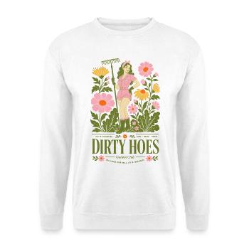 Dirty Hoes Organic Gardening Plantlaber - Unisex Pullover - Weiß - Vorne - Alina (178cm) & Michal (187cm)