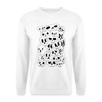Skulls (Black Outlines) - Unisex Pullover - Weiß - Vorne - Alina (178cm) & Michal (187cm)