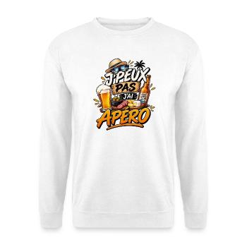Ich kann nicht, ich habe einen Aperitif – Humor - Unisex Pullover - Weiß - Vorne - Alina (178cm) & Michal (187cm)