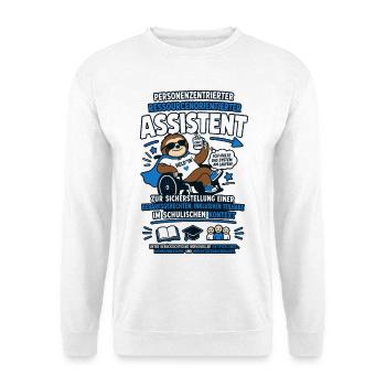 Personenzentrierter Assistent – Faultier mit Kraft - Unisex Pullover - Weiß - Vorne - Alina (178cm) & Michal (187cm)