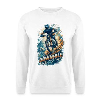 Downhill Mountainbike Vollgas MTB Motivation - Unisex Pullover - Weiß - Vorne - Alina (178cm) & Michal (187cm)