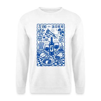 Wein Zu Vino Sag Ich Nie No Weinkenner - Unisex Pullover - Weiß - Vorne - Alina (178cm) & Michal (187cm)