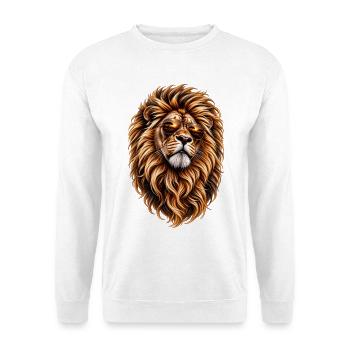 Löwenstark – Wilder Charakter - Unisex Pullover - Weiß - Vorne - Alina (178cm) & Michal (187cm)