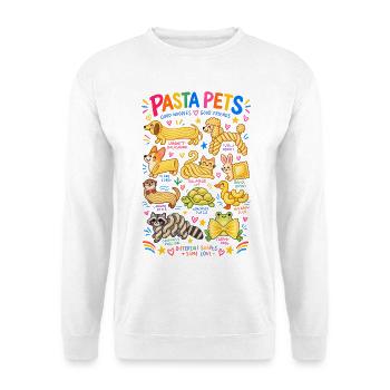 Pasta Pets Lustige Nudel Tiere für Pastafans - Unisex Pullover - Weiß - Vorne - Alina (178cm) & Michal (187cm)