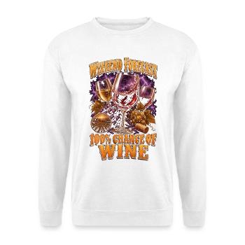 Weinliebhaber-Wochenend-Prognose: 100 % Wein - Unisex Pullover - Weiß - Vorne - Alina (178cm) & Michal (187cm)