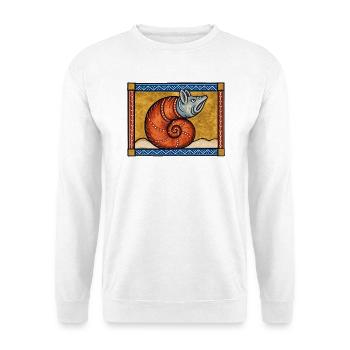 Testudo: Die mittelalterliche Schnecke... Wahrscheinlich - Unisex Pullover - Weiß - Vorne - Alina (178cm) & Michal (187cm)