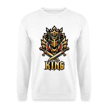 Königskrone mit Doppelschwertern - Unisex Pullover - Weiß - Vorne - Alina (178cm) & Michal (187cm)