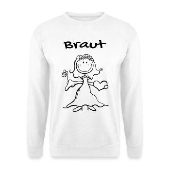 Braut Strichmännchen mit Herz - Hochzeit - heirat - Unisex Pullover - Weiß - Vorne