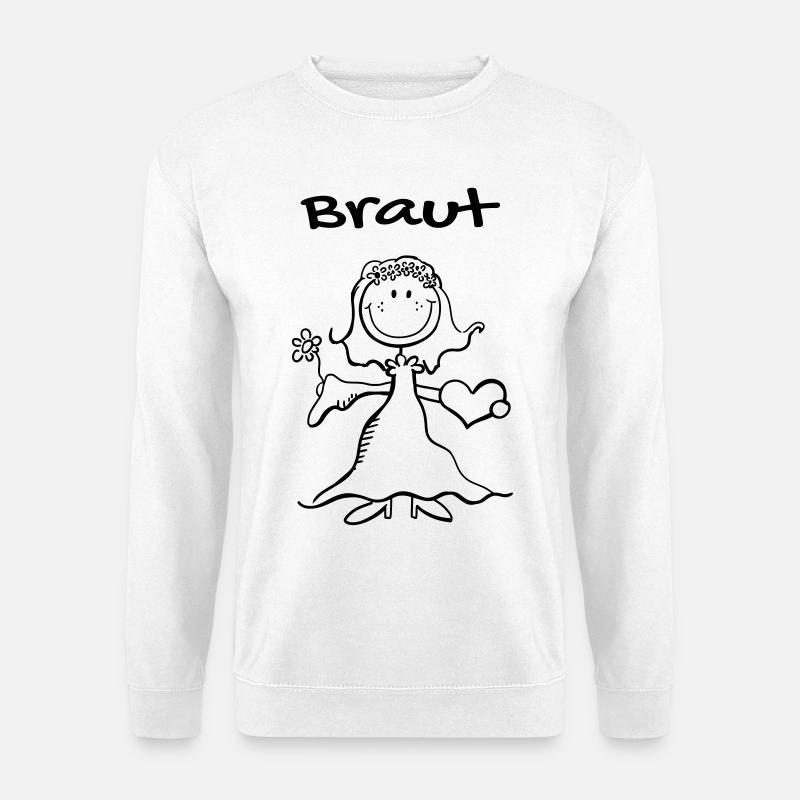 Braut Strichmännchen mit Herz - Hochzeit - heirat - Unisex Pullover - Weiß