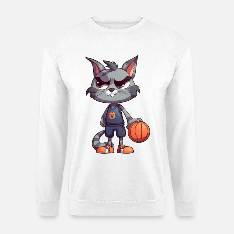 Basketball Katze - Unisex Pullover - Weiß