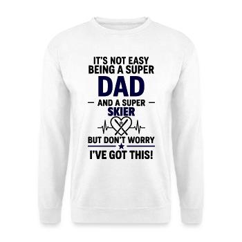 Herz + Skifahren – Super Papa Skifahrer - Unisex Pullover - Weiß - Vorne