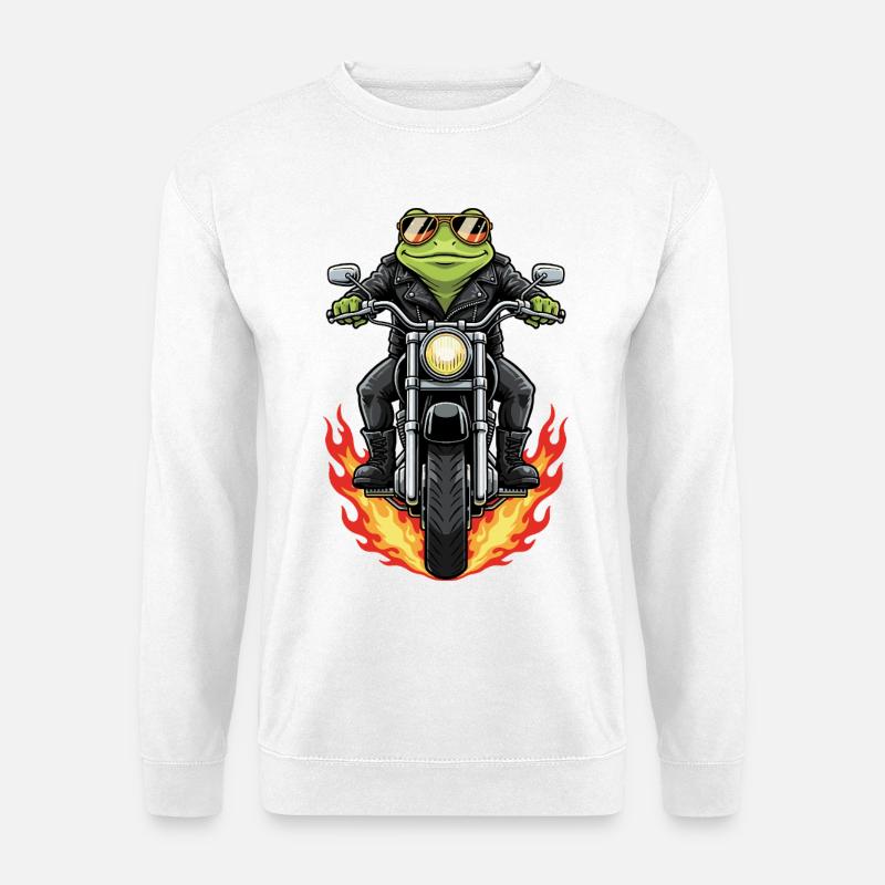 Cool Biker Frog Motorradflammen - Unisex Pullover - Weiß