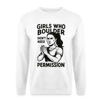 Bouldering strong women - bouldering without permission - Unisex Sweatshirt - white - Front