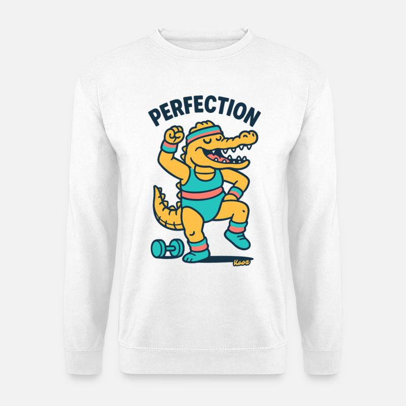 Perfektion Alligator Fitness-Motiv - Unisex Pullover - Weiß