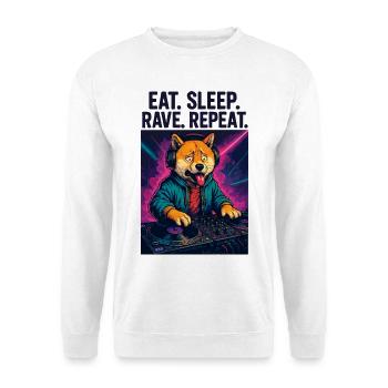Shiba Inu DJ : Eat Sleep Rave rediffuse les streetwear - Sweat-shirt Unisexe - blanc - Devant