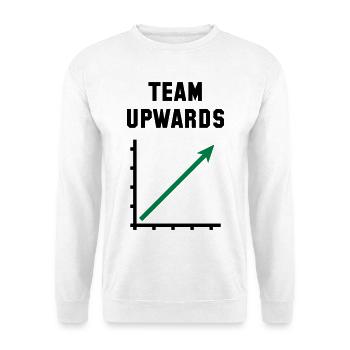 Team Aufwärts (Erfolg / Fortschritt / POS Grün 2C) - Unisex Pullover - Weiß - Vorne - Alina (178cm) & Michal (187cm)