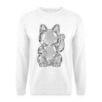 Transparente Glaskatze - Unisex Pullover - Weiß - Vorne - Alina (178cm) & Michal (187cm)
